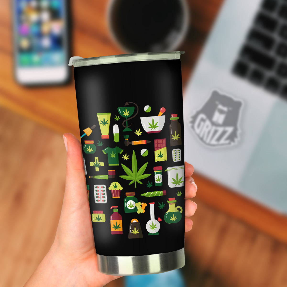 Marijuana And Cannabis Print Tumbler-grizzshop
