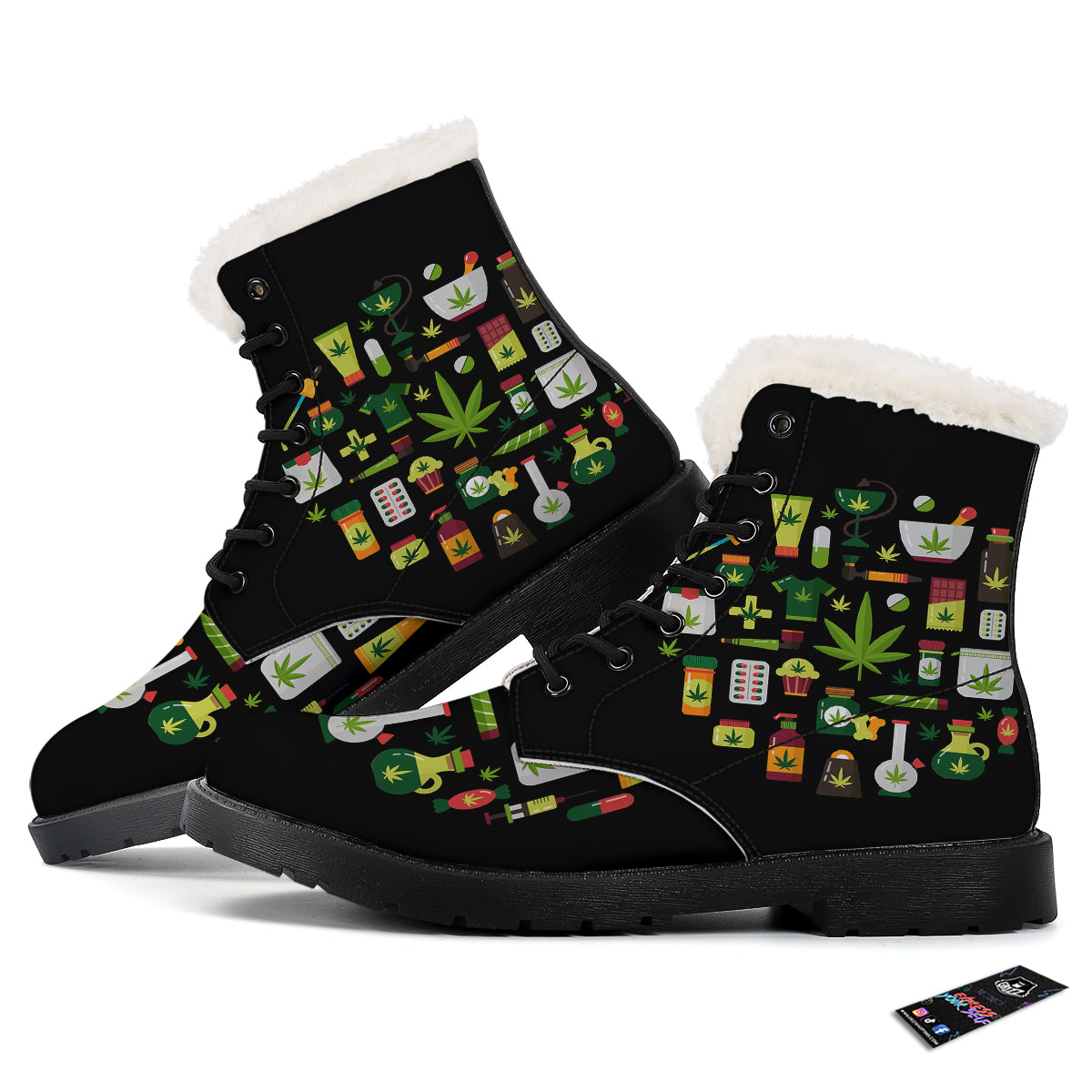 Marijuana And Cannabis Print Winter Boots-grizzshop