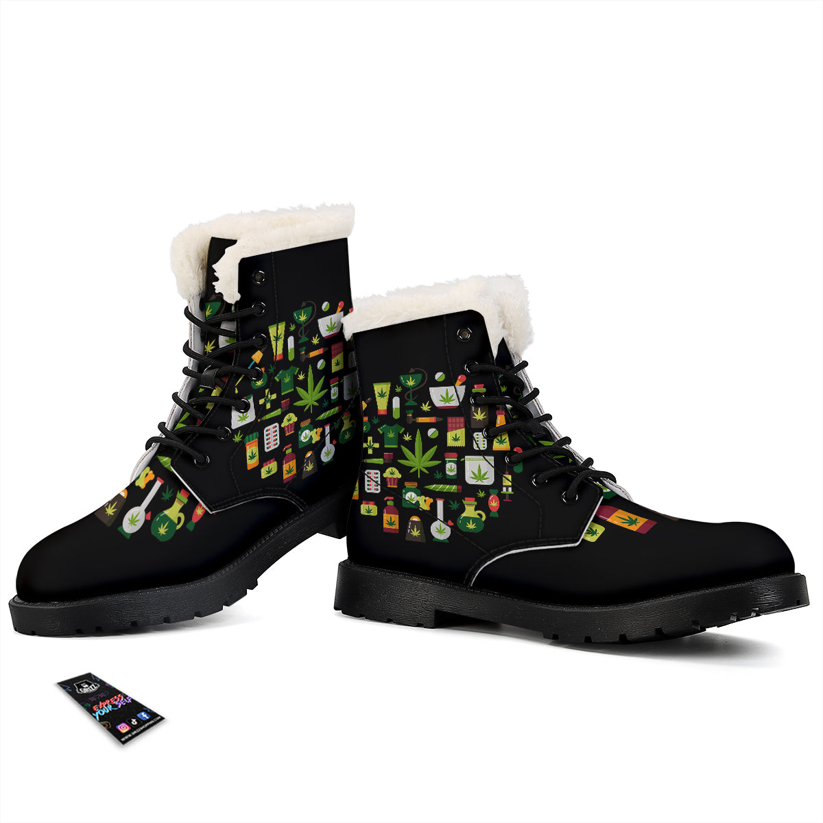 Marijuana And Cannabis Print Winter Boots-grizzshop