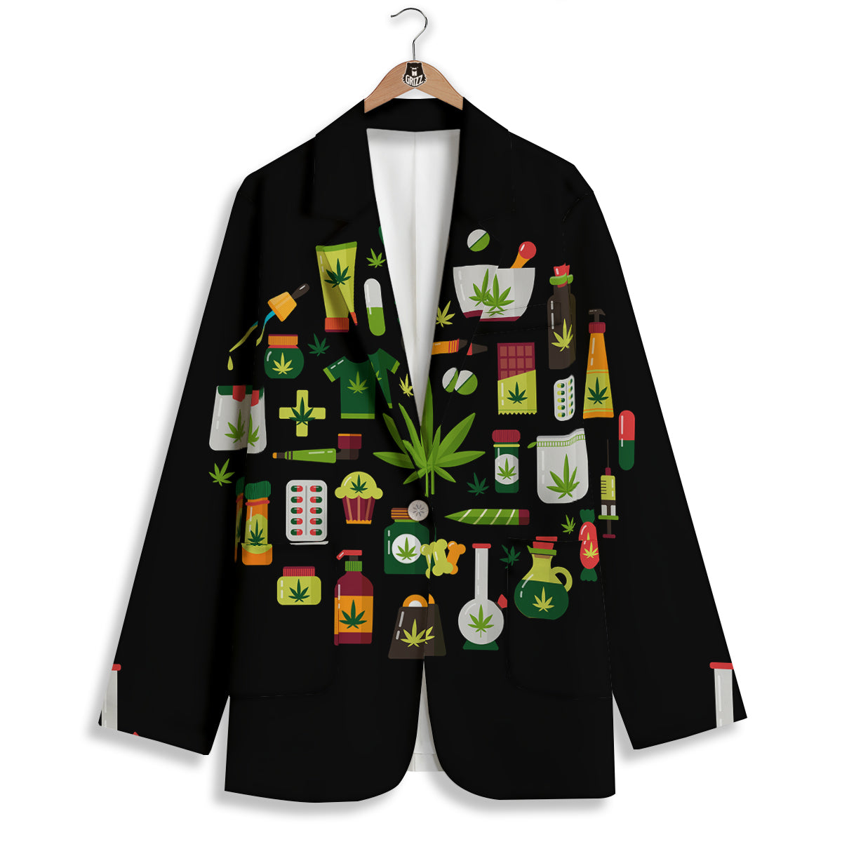 Marijuana And Cannabis Print Women's Blazer-grizzshop