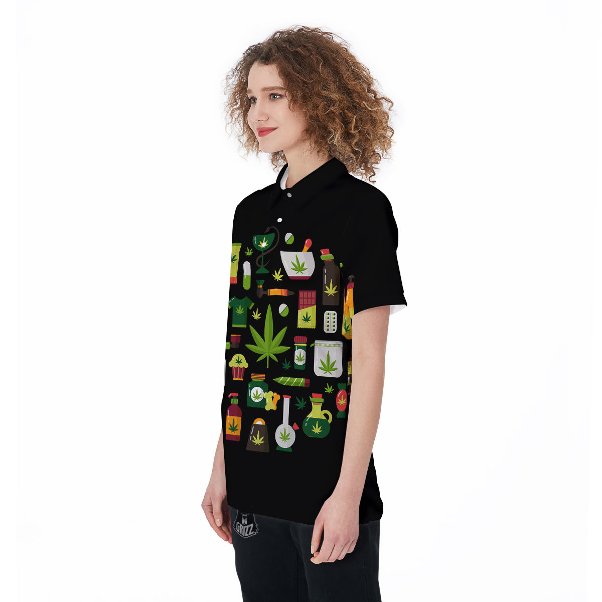 Marijuana And Cannabis Print Women's Golf Shirts-grizzshop