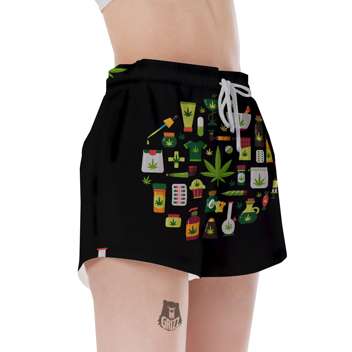 Marijuana And Cannabis Print Women's Shorts-grizzshop