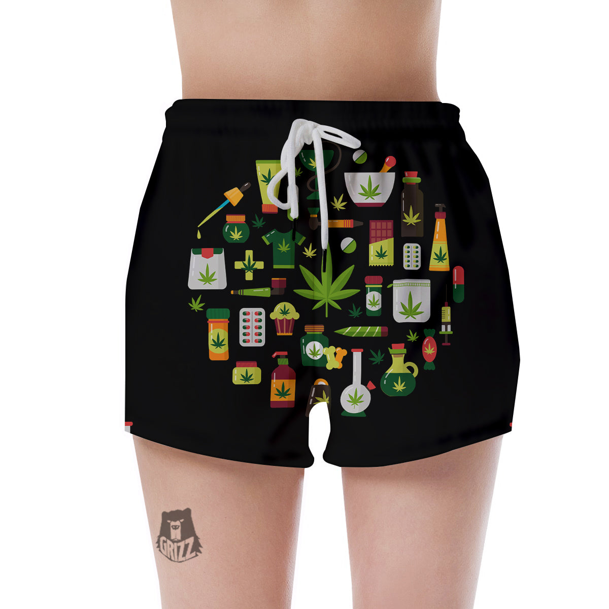 Marijuana And Cannabis Print Women's Shorts-grizzshop