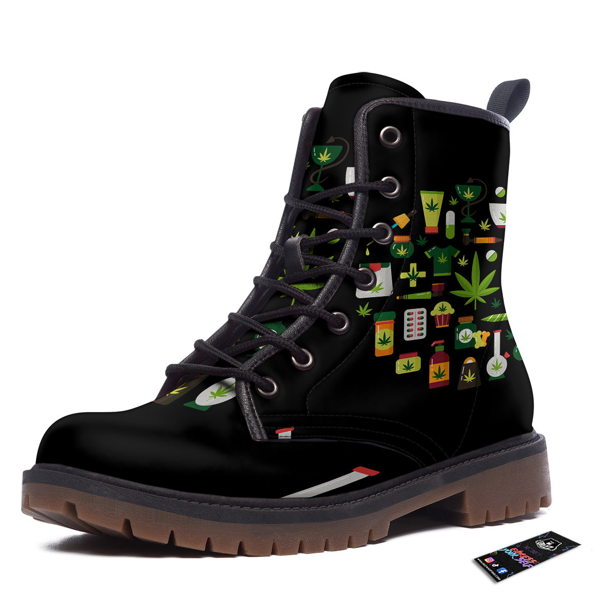 Marijuana And Cannabis Print Work Boots-grizzshop