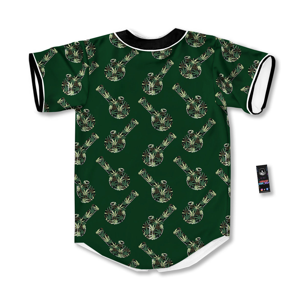 Marijuana Cannabis And Green Camo Print Pattern Baseball Jersey-grizzshop