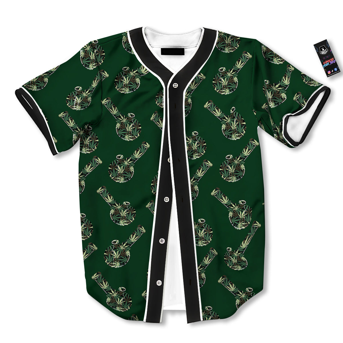Marijuana Cannabis And Green Camo Print Pattern Baseball Jersey-grizzshop