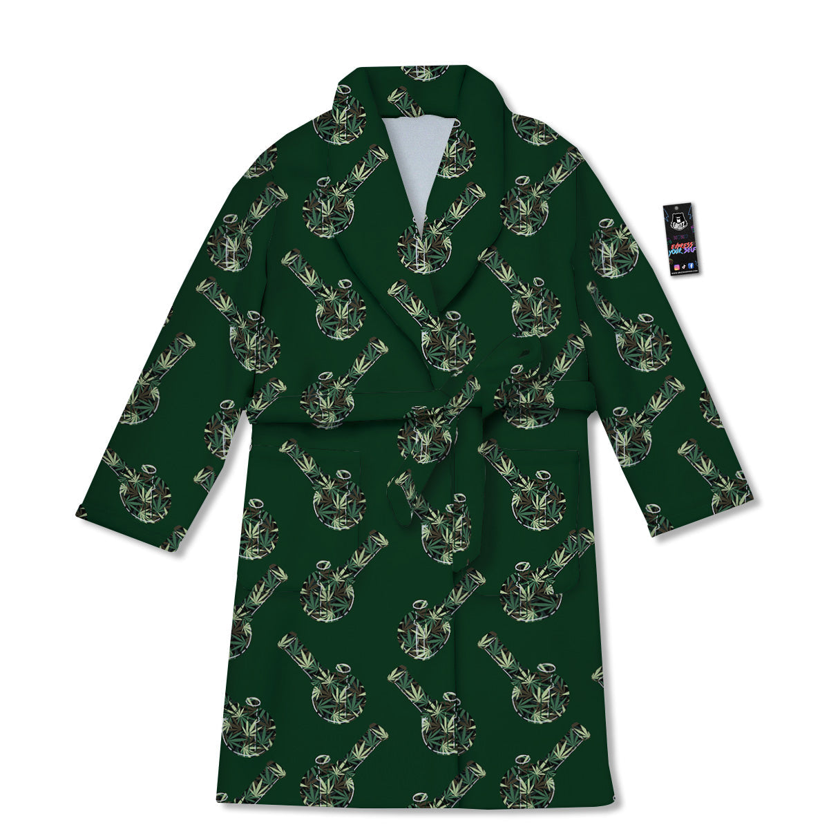 Marijuana Cannabis And Green Camo Print Pattern Bathrobe-grizzshop