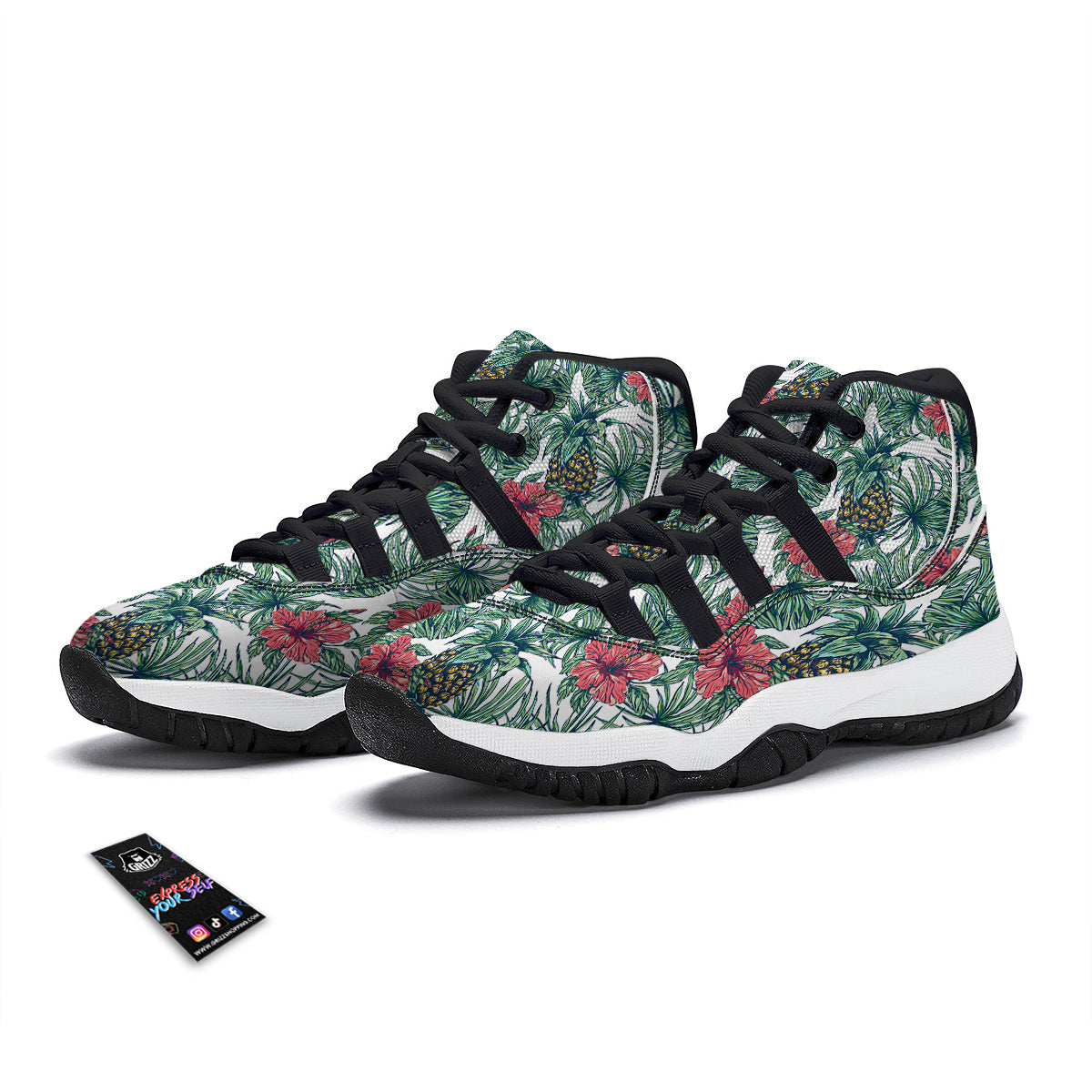 Marijuana Cannabis And Green Camo Print Pattern Black Bball Shoes-grizzshop