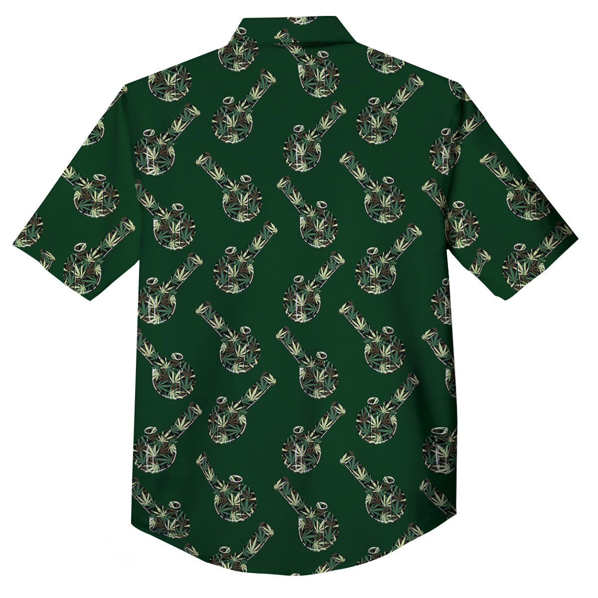 Marijuana Cannabis And Green Camo Print Pattern Button Up Shirt-grizzshop