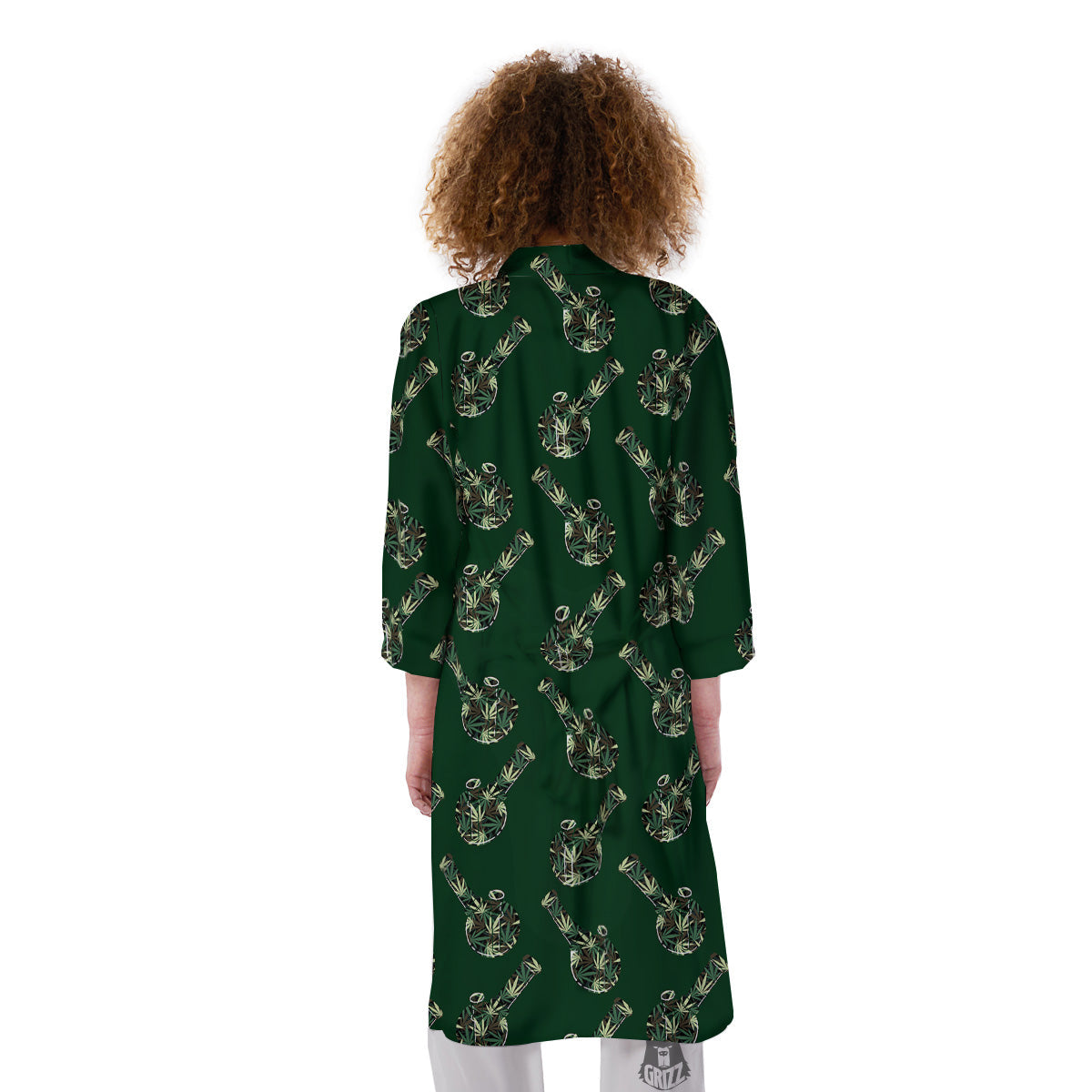 Marijuana Cannabis And Green Camo Print Pattern Kimono-grizzshop