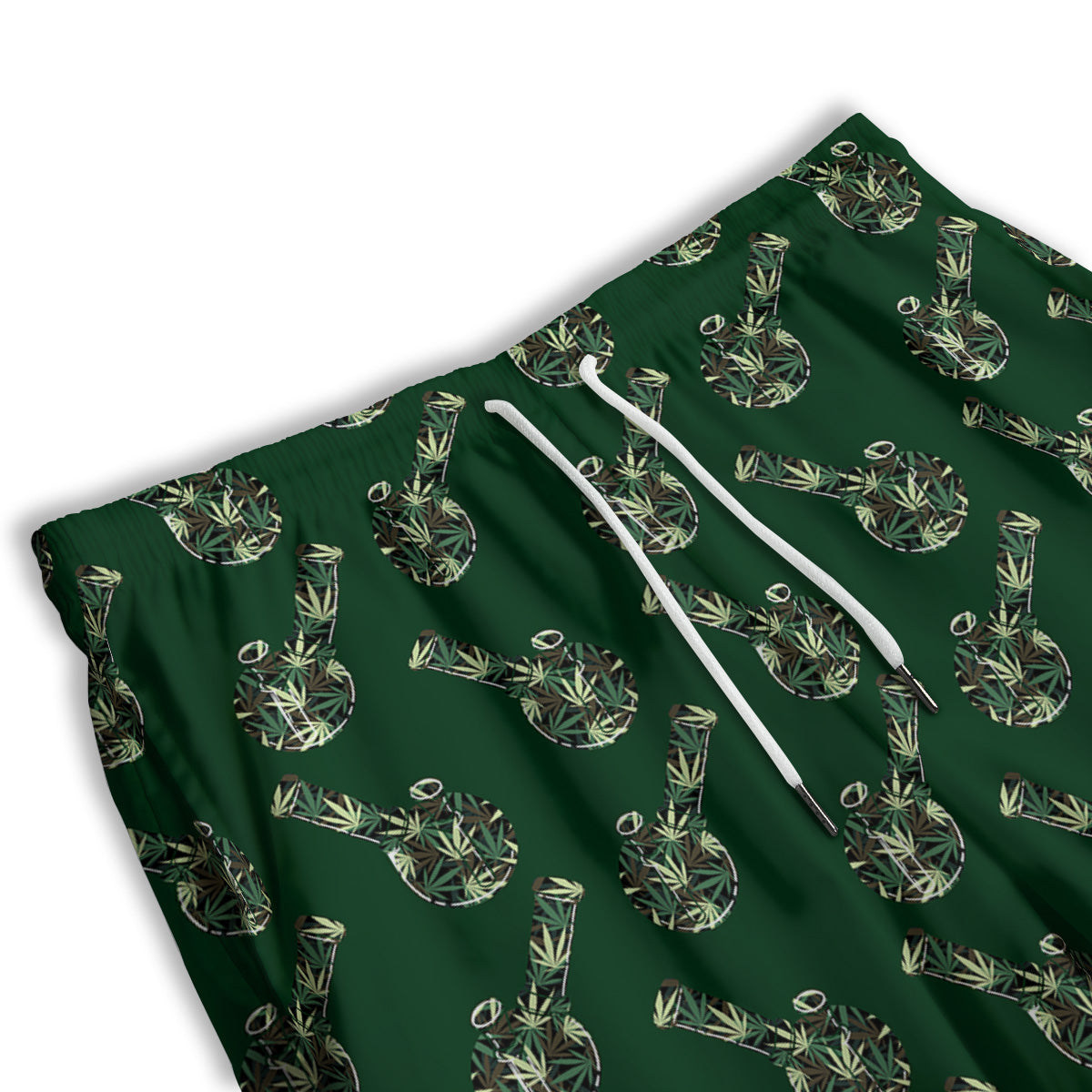 Marijuana Cannabis And Green Camo Print Pattern Men's Athletic Shorts