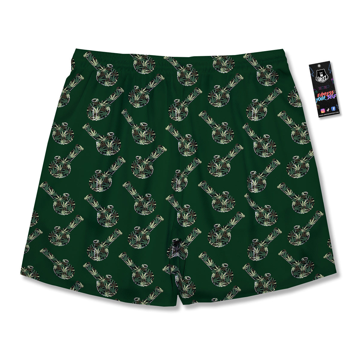 Marijuana Cannabis And Green Camo Print Pattern Men's Running Shorts-grizzshop