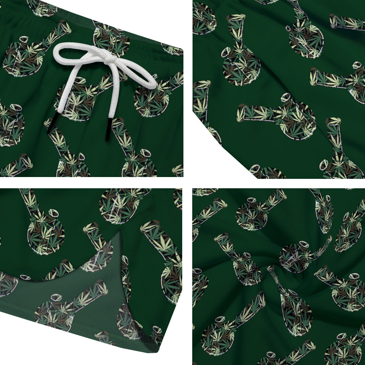 Marijuana Cannabis And Green Camo Print Pattern Men's Running Shorts-grizzshop