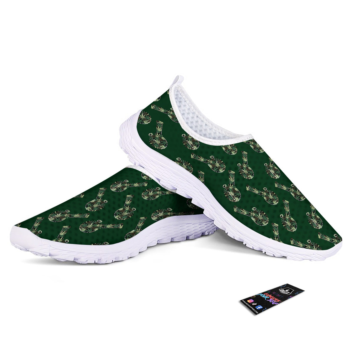 Marijuana Cannabis And Green Camo Print Pattern Nurse Shoes-grizzshop