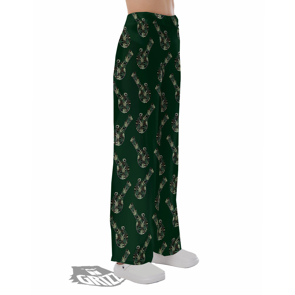 Marijuana Cannabis And Green Camo Print Pattern Pajama Pants-grizzshop
