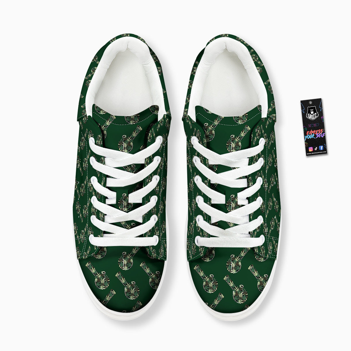 Marijuana Cannabis And Green Camo Print Pattern Platform Shoes-grizzshop