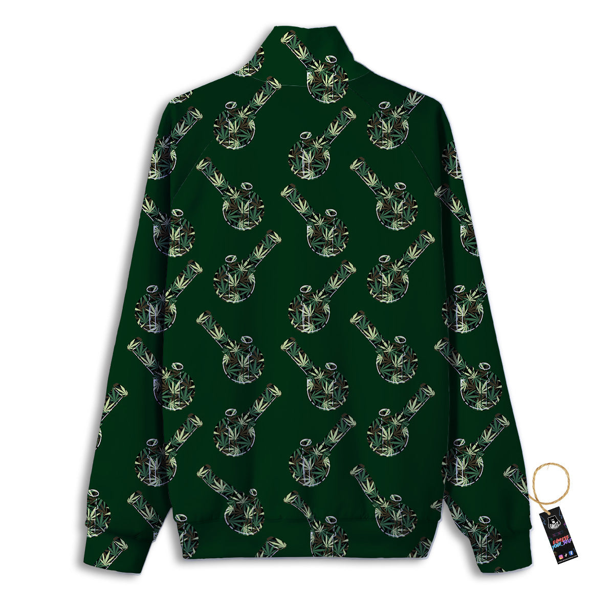 Marijuana Cannabis And Green Camo Print Pattern Track Jacket-grizzshop