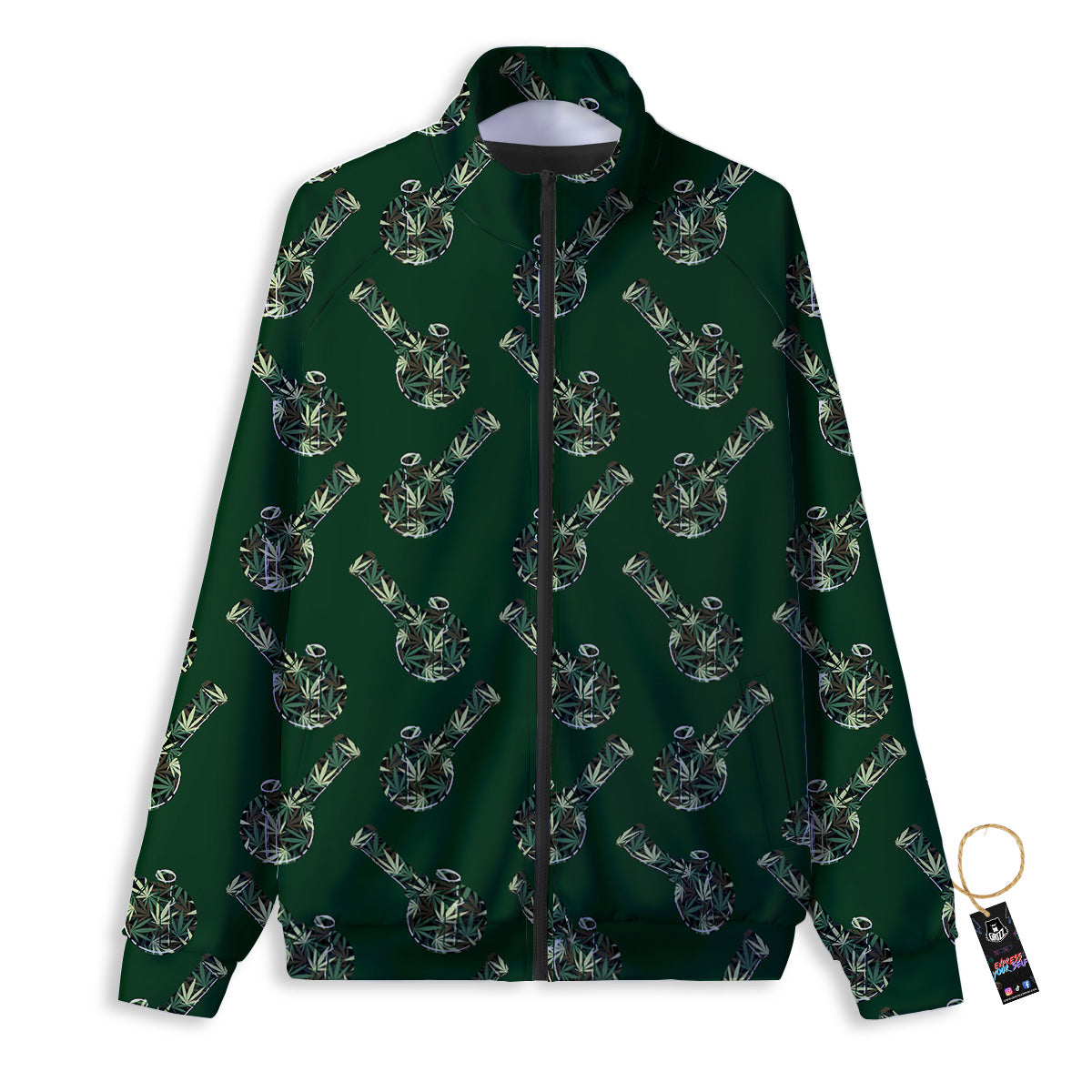 Marijuana Cannabis And Green Camo Print Pattern Track Jacket-grizzshop