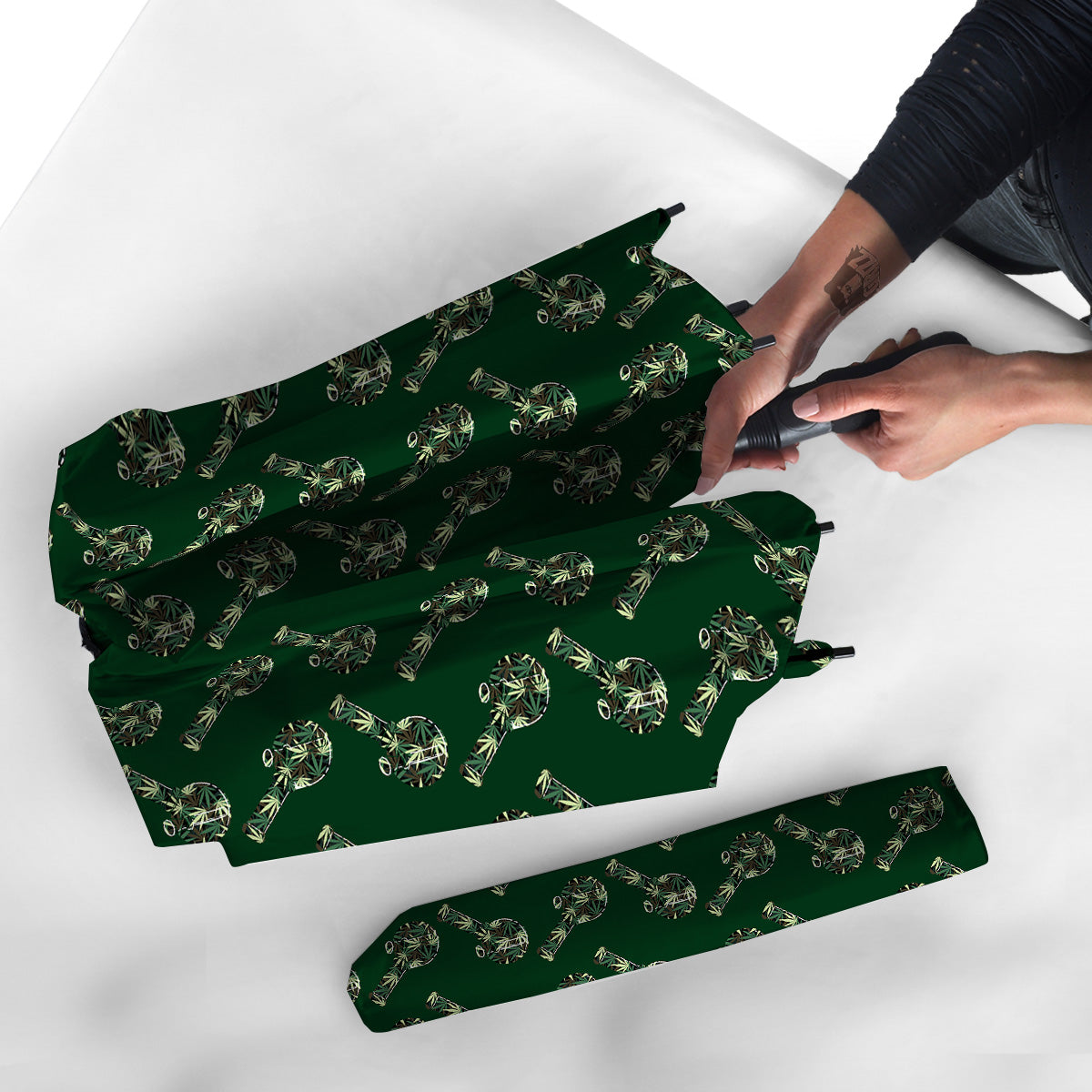 Marijuana Cannabis And Green Camo Print Pattern Umbrella-grizzshop