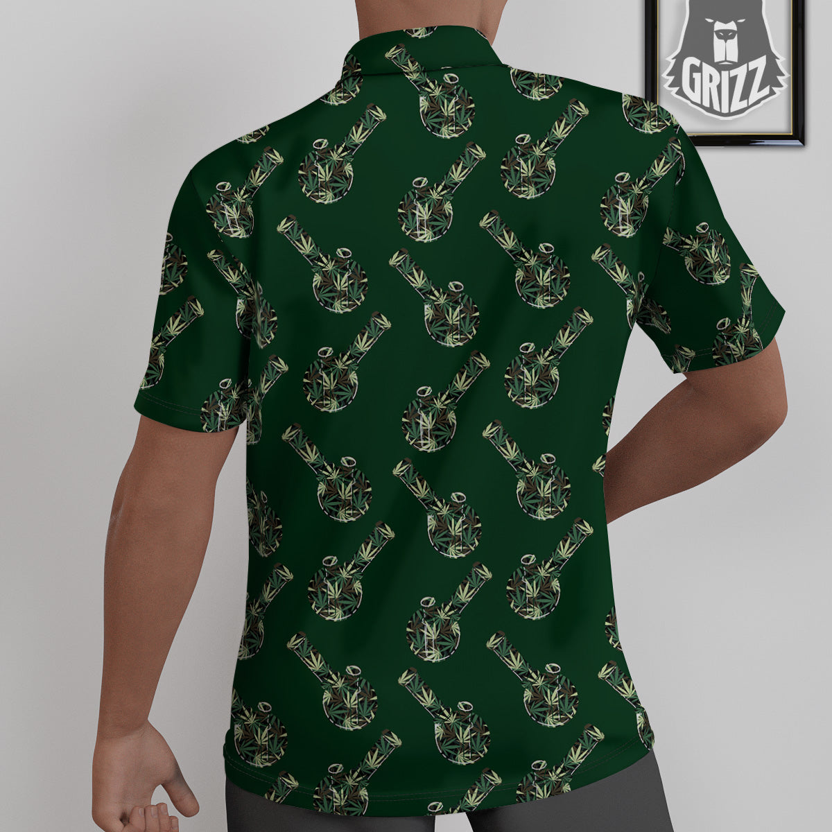 Marijuana Cannabis And Green Camo Print Pattern Untucked Shirts-grizzshop