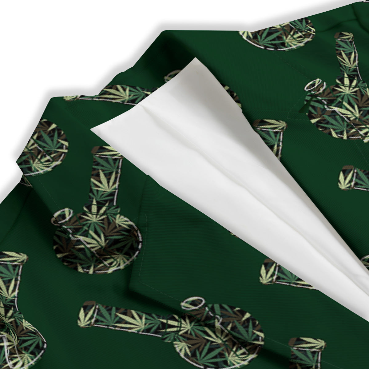 Marijuana Cannabis And Green Camo Print Pattern Women's Blazer-grizzshop