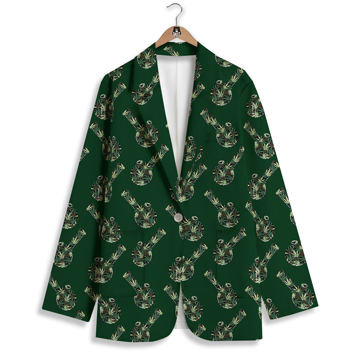Marijuana Cannabis And Green Camo Print Pattern Women's Blazer-grizzshop