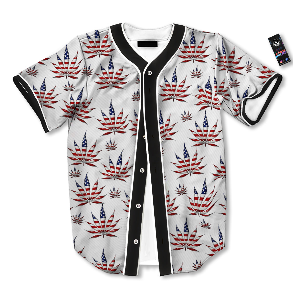 Marijuana Leaf American Print Pattern Baseball Jersey-grizzshop