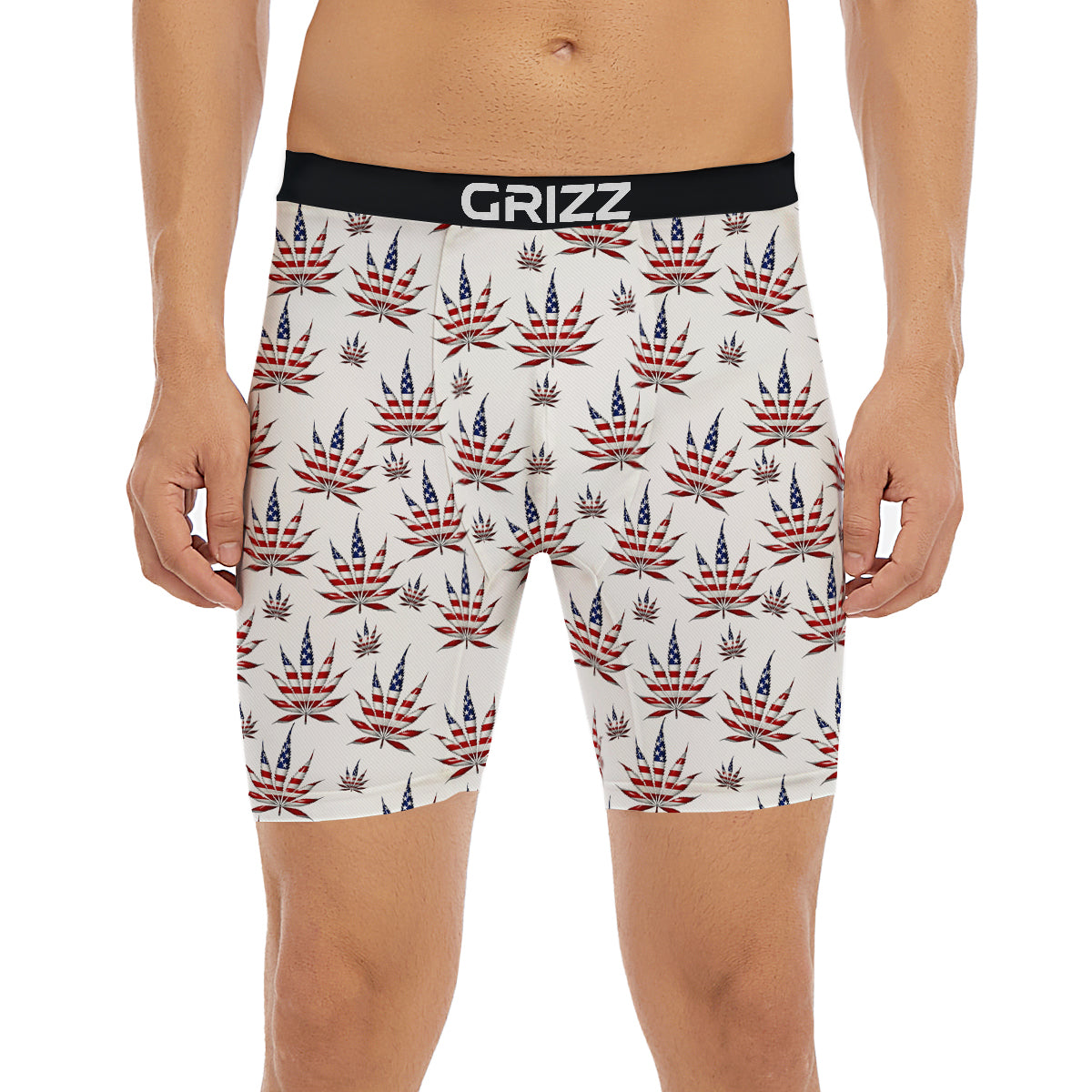 Marijuana Leaf American Print Pattern Boxer Briefs-grizzshop