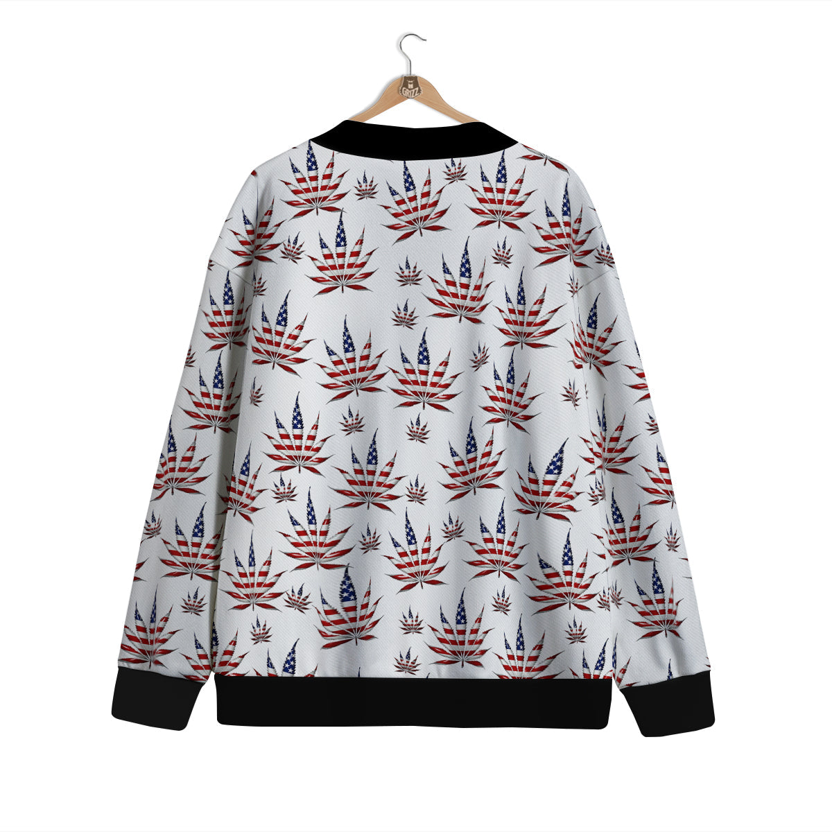 Marijuana Leaf American Print Pattern Cardigan-grizzshop
