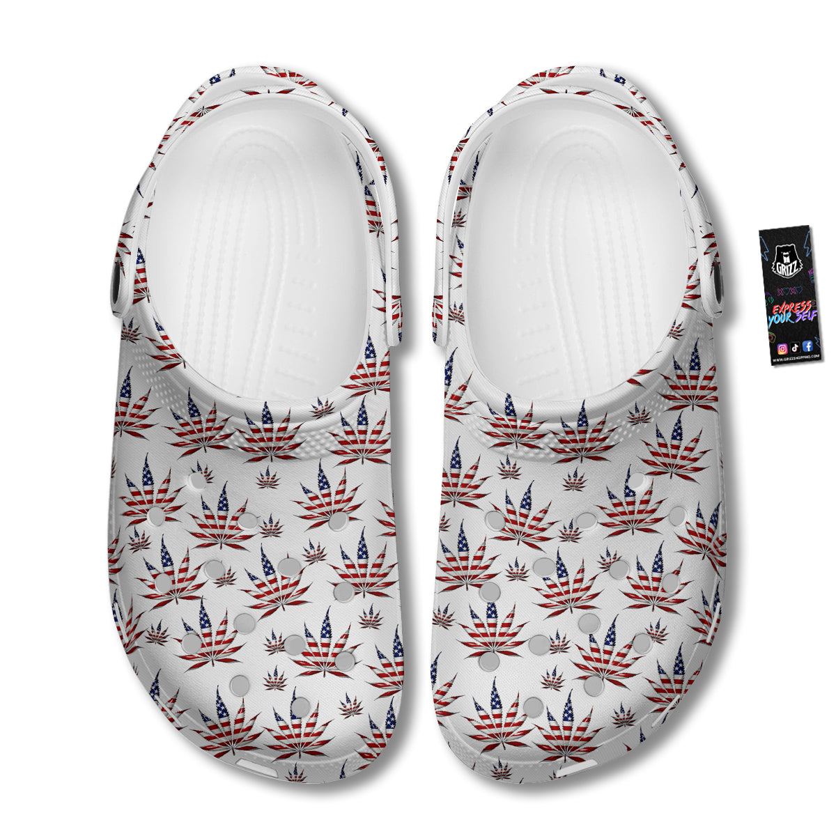 Marijuana Leaf American Print Pattern Clog-grizzshop