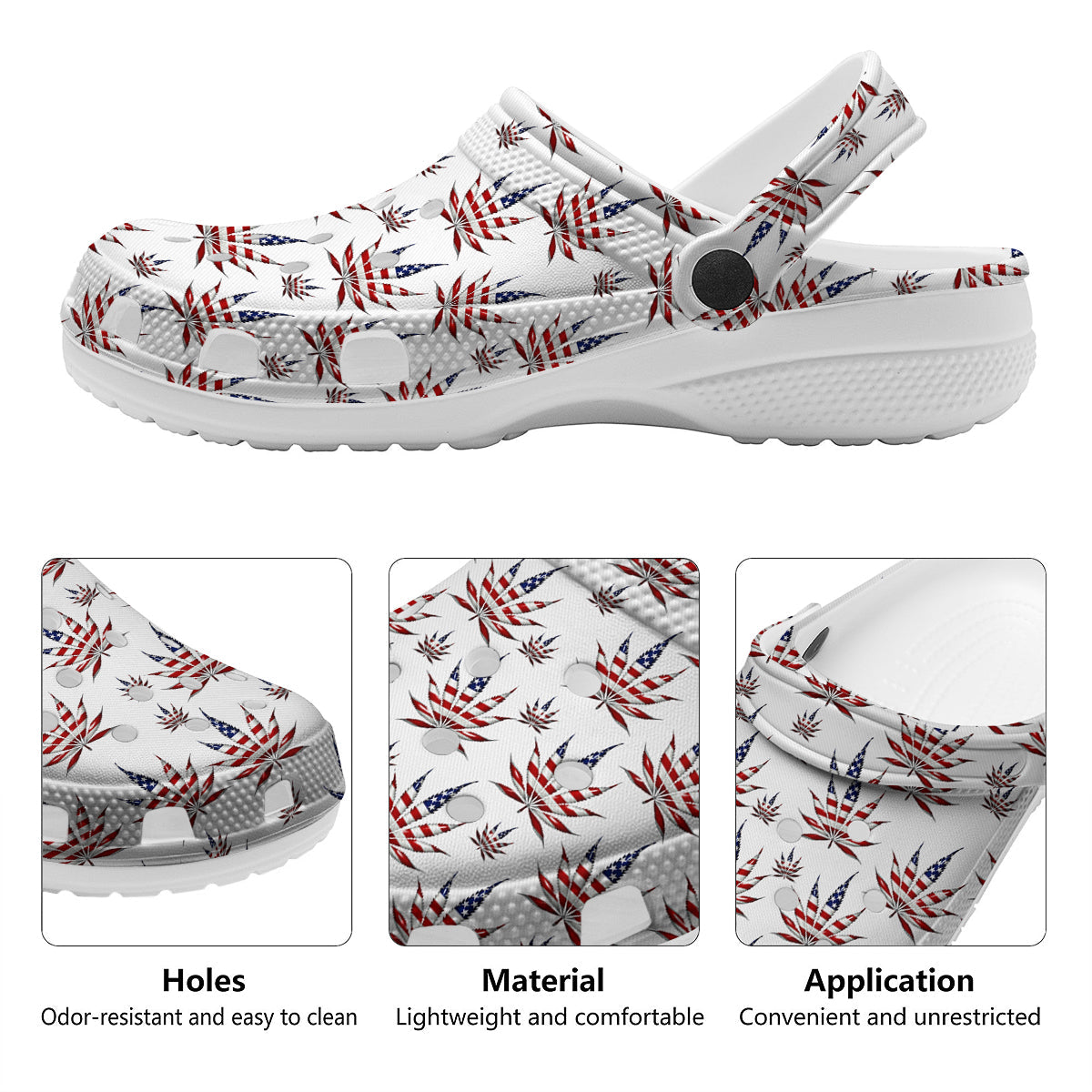 Marijuana Leaf American Print Pattern Clog-grizzshop
