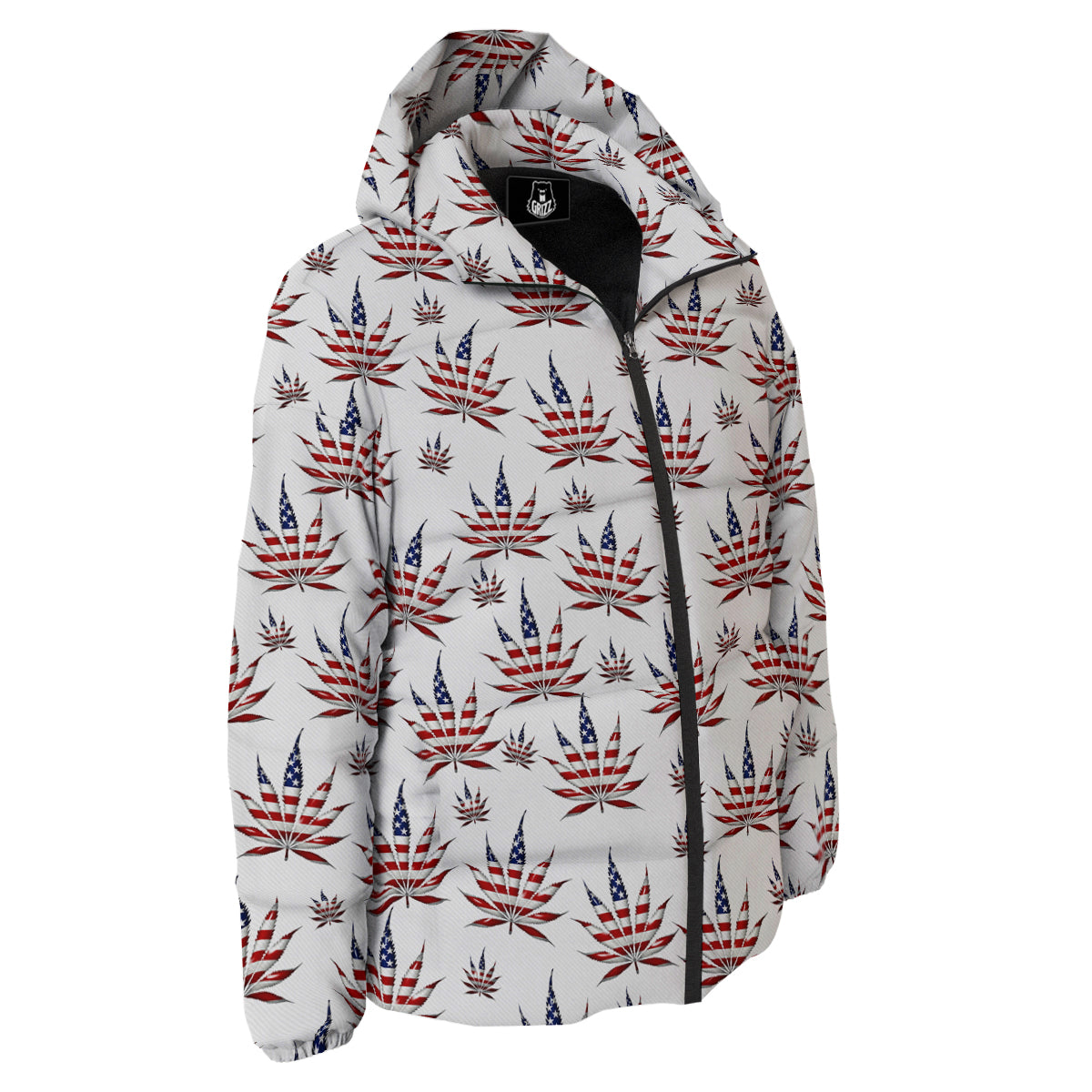 Marijuana Leaf American Print Pattern Down Jacket-grizzshop