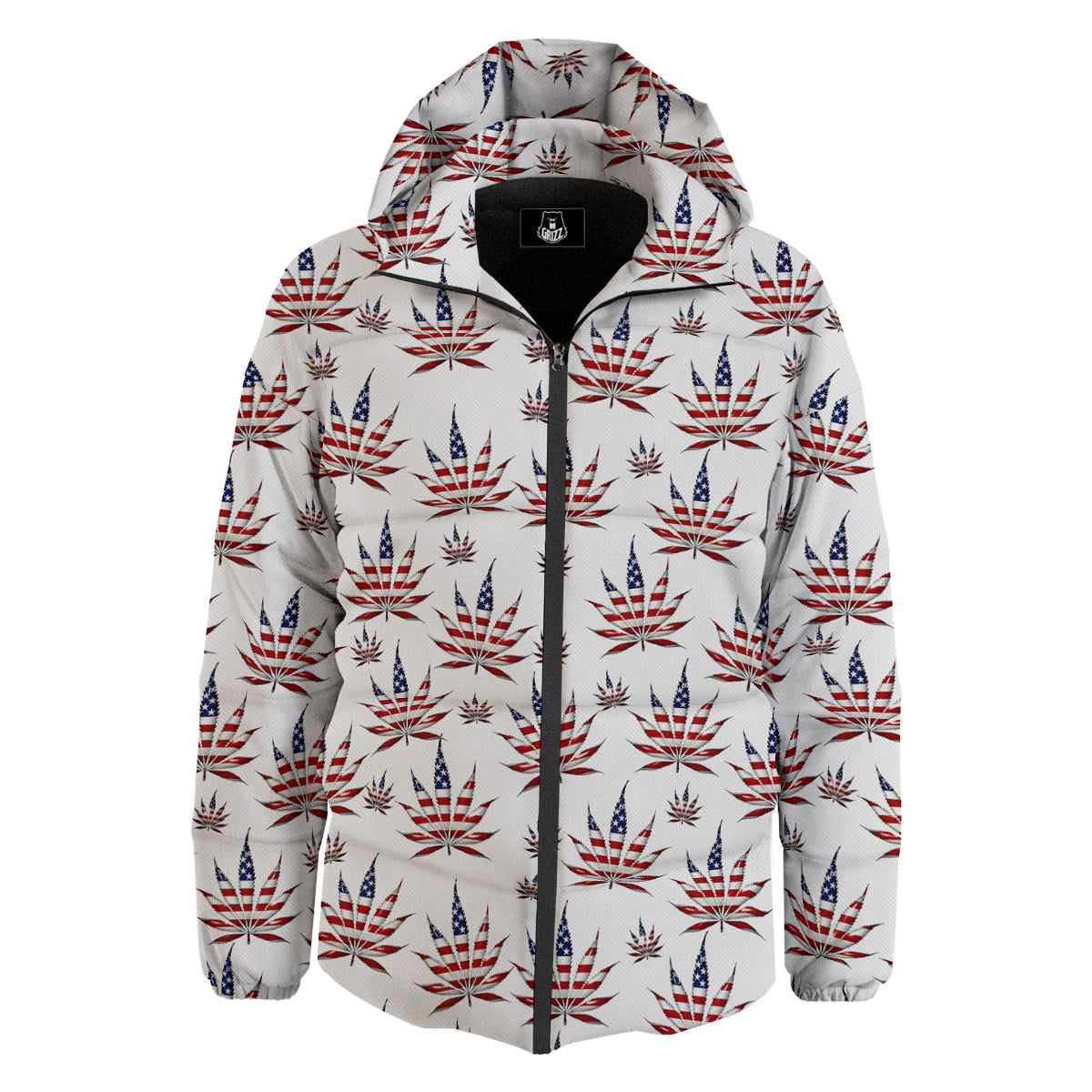 Marijuana Leaf American Print Pattern Down Jacket-grizzshop