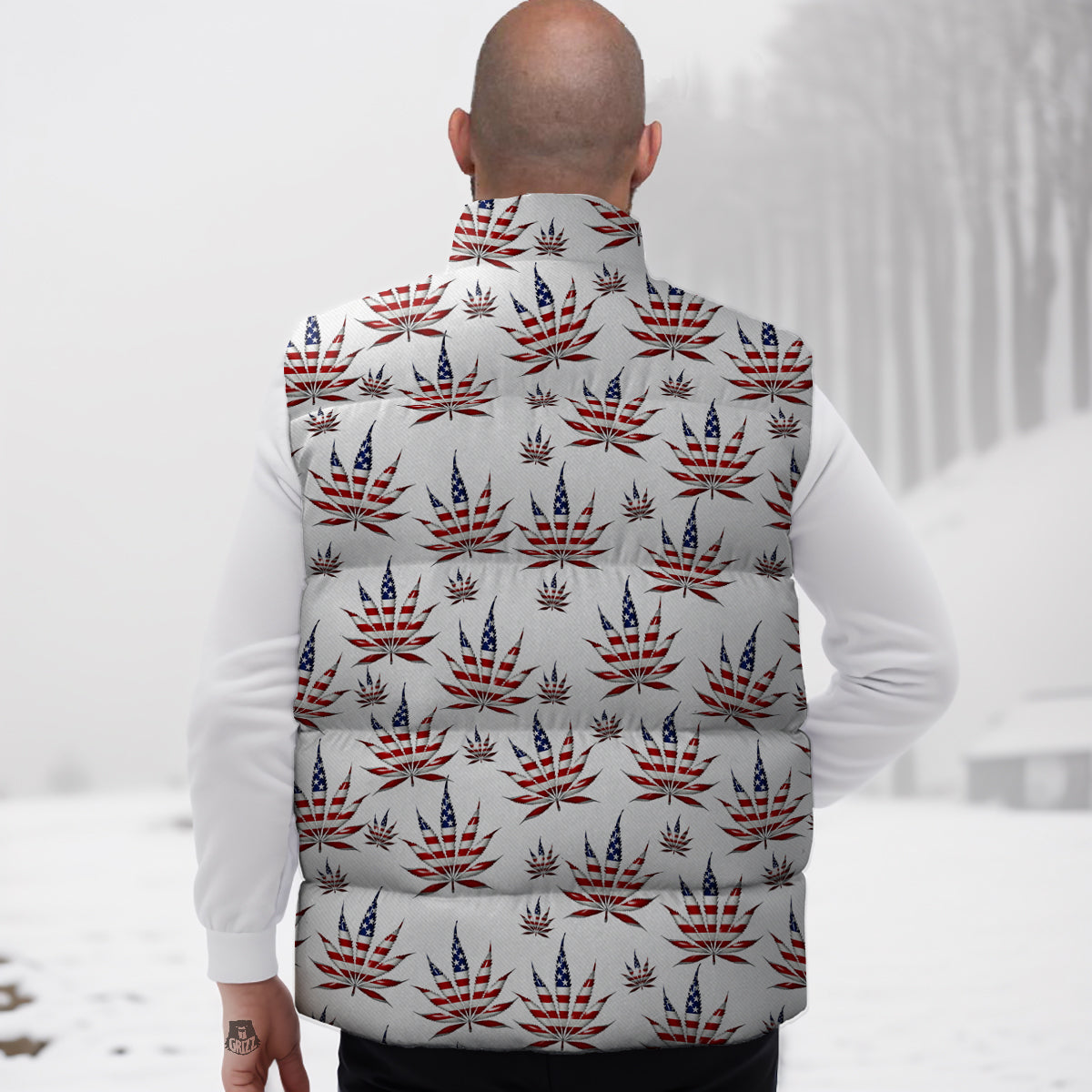 Marijuana Leaf American Print Pattern Down Vest