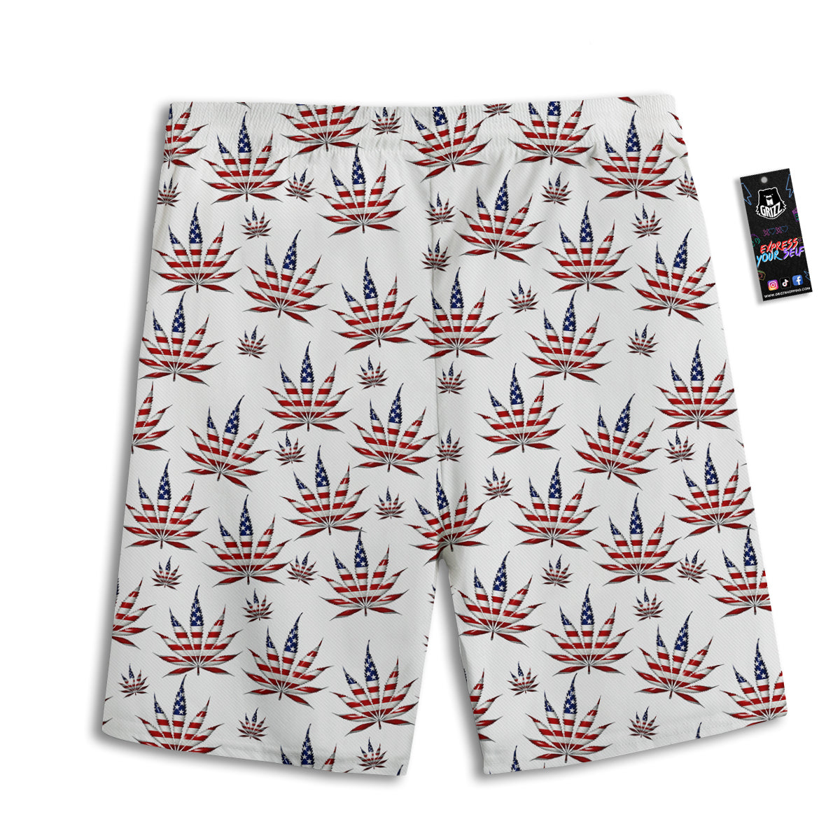 Marijuana Leaf American Print Pattern Men's Athletic Shorts