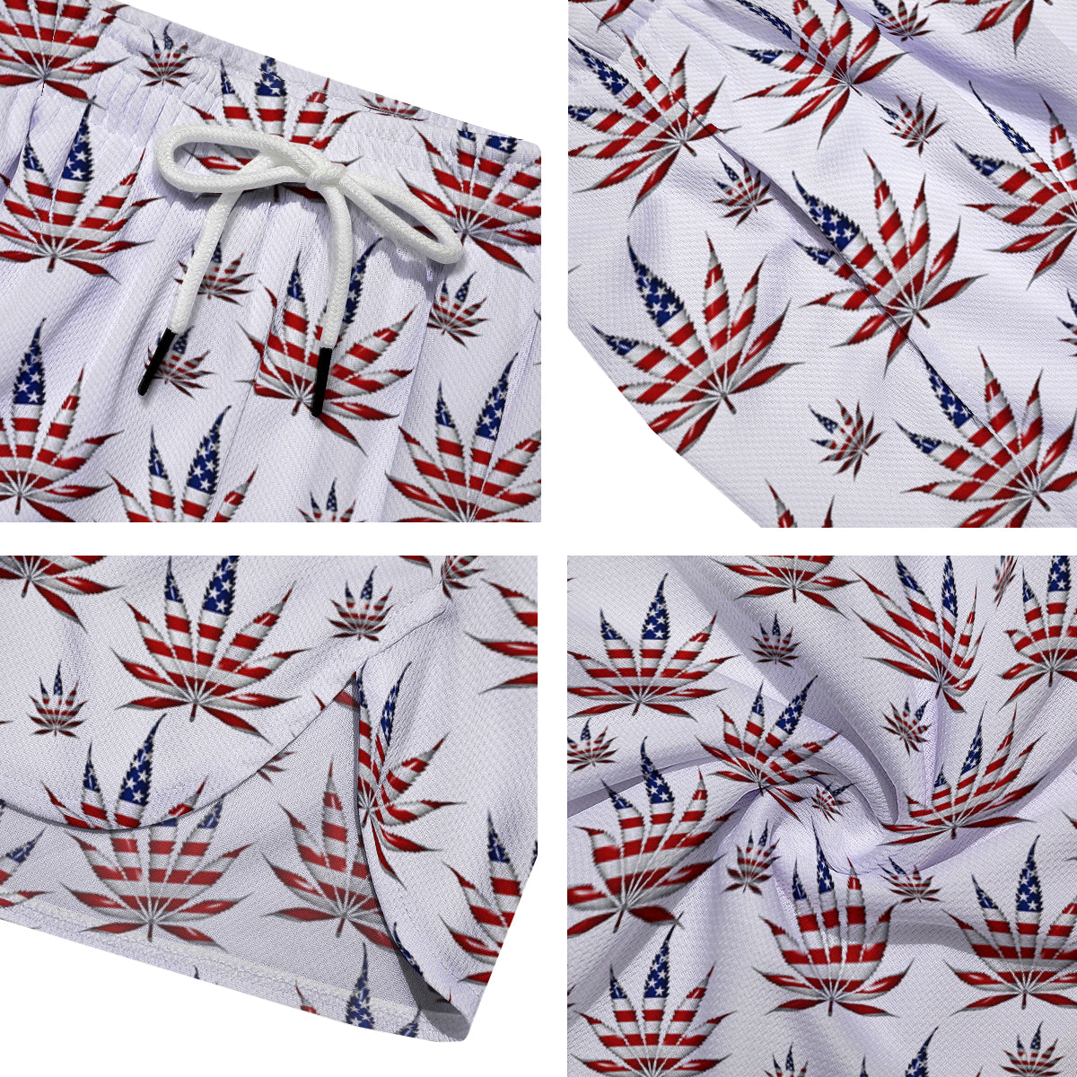 Marijuana Leaf American Print Pattern Men's Running Shorts-grizzshop