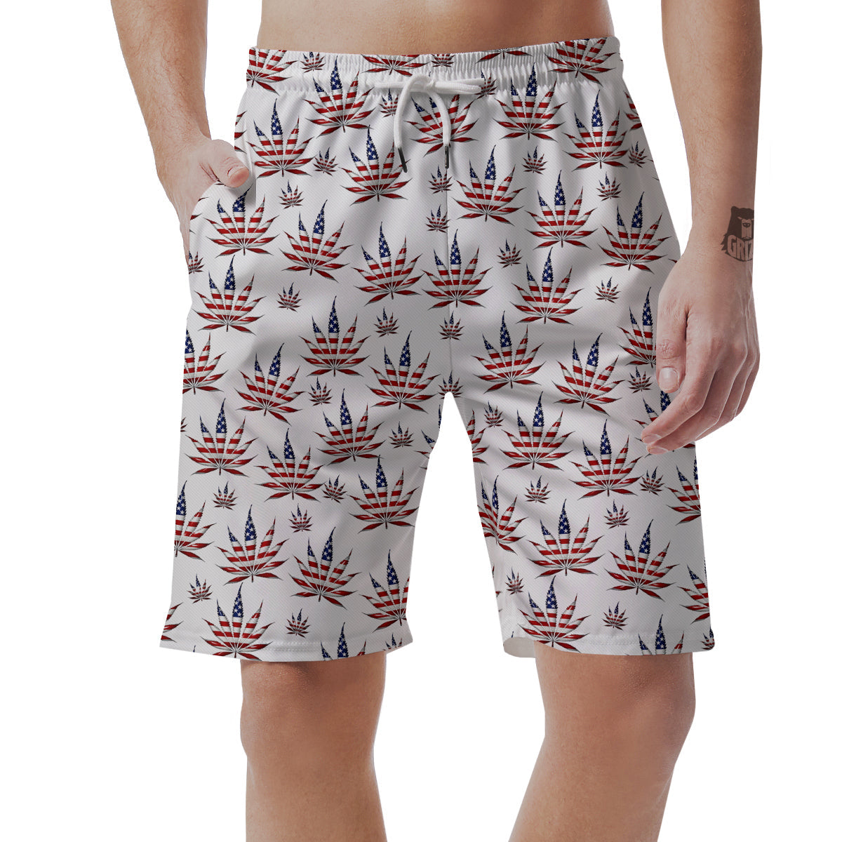 Marijuana Leaf American Print Pattern Men's Shorts-grizzshop