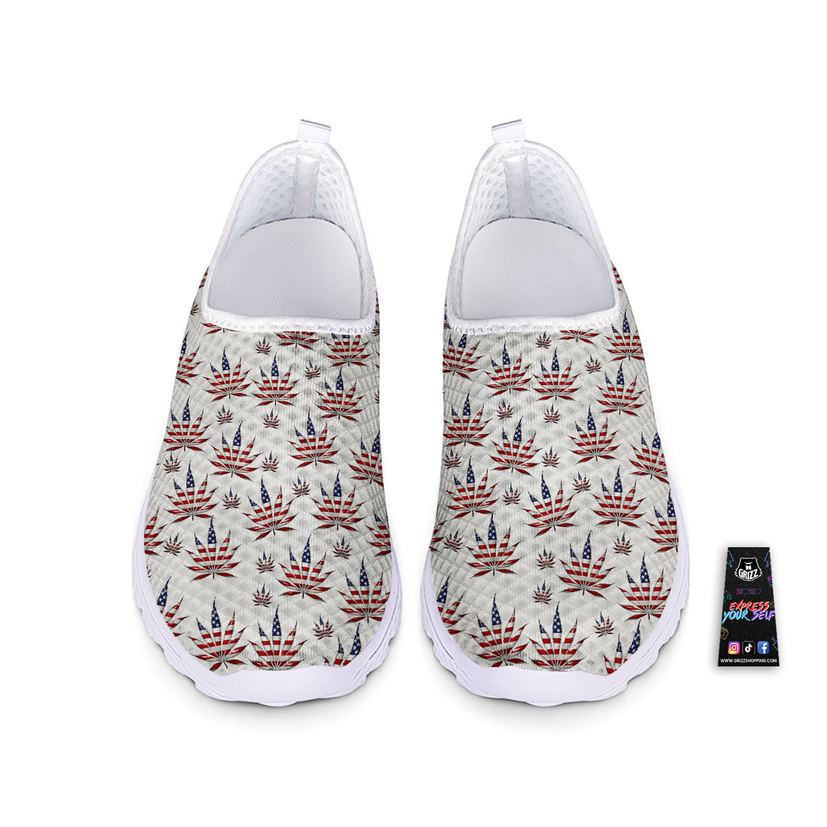 Marijuana Leaf American Print Pattern Nurse Shoes-grizzshop