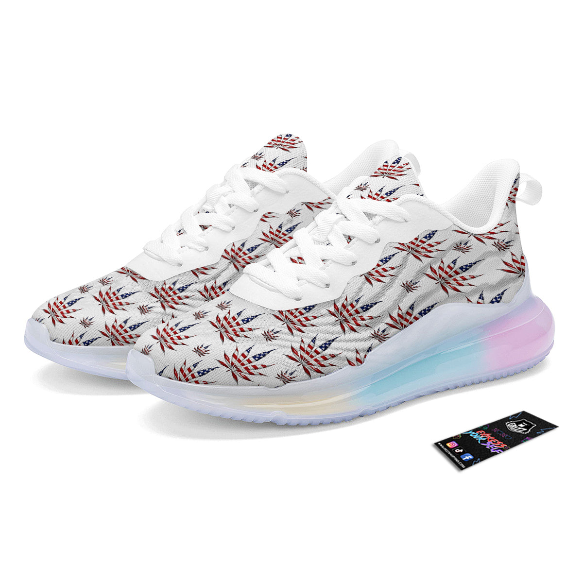 Marijuana Leaf American Print Pattern Running Sneakers-grizzshop