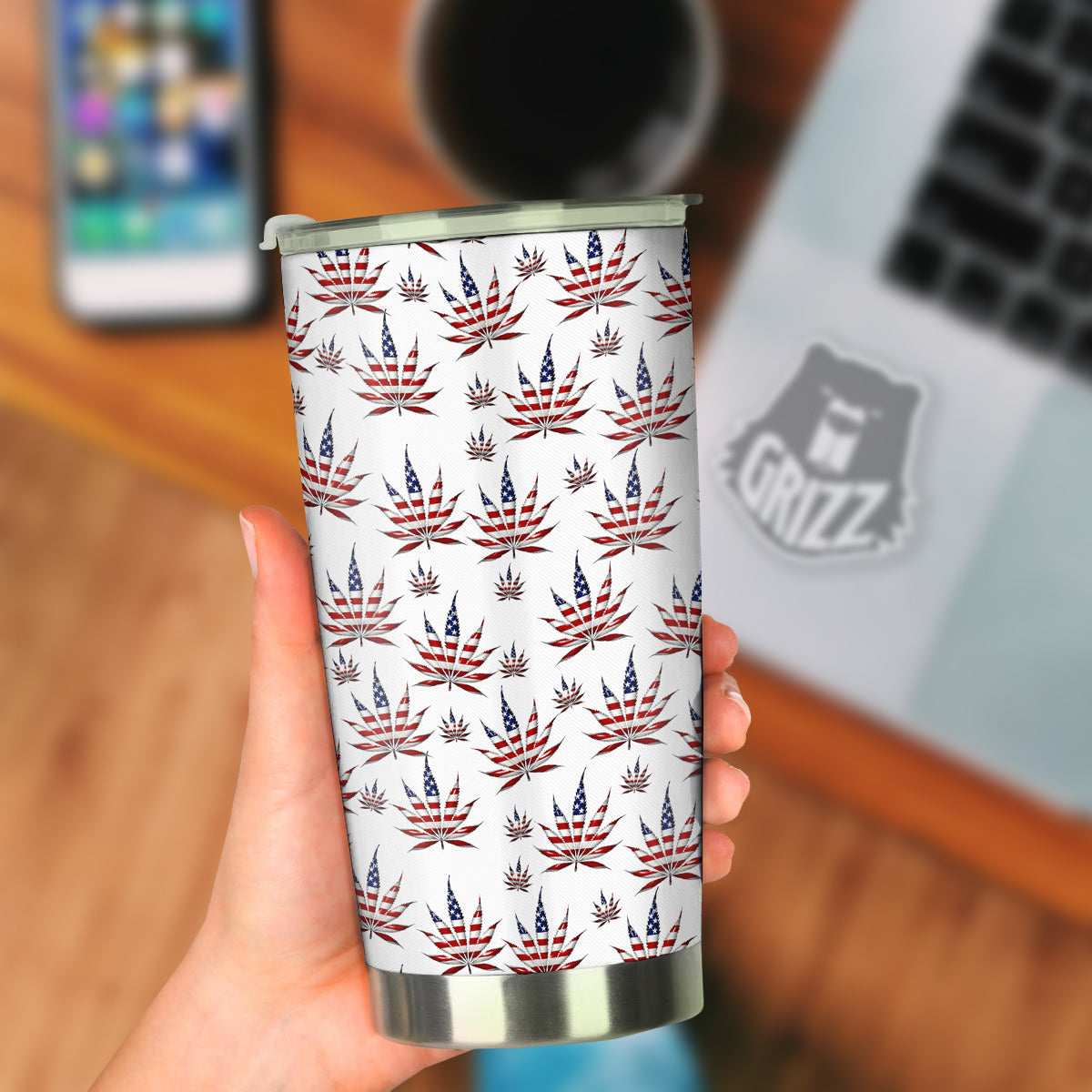 Marijuana Leaf American Print Pattern Tumbler-grizzshop