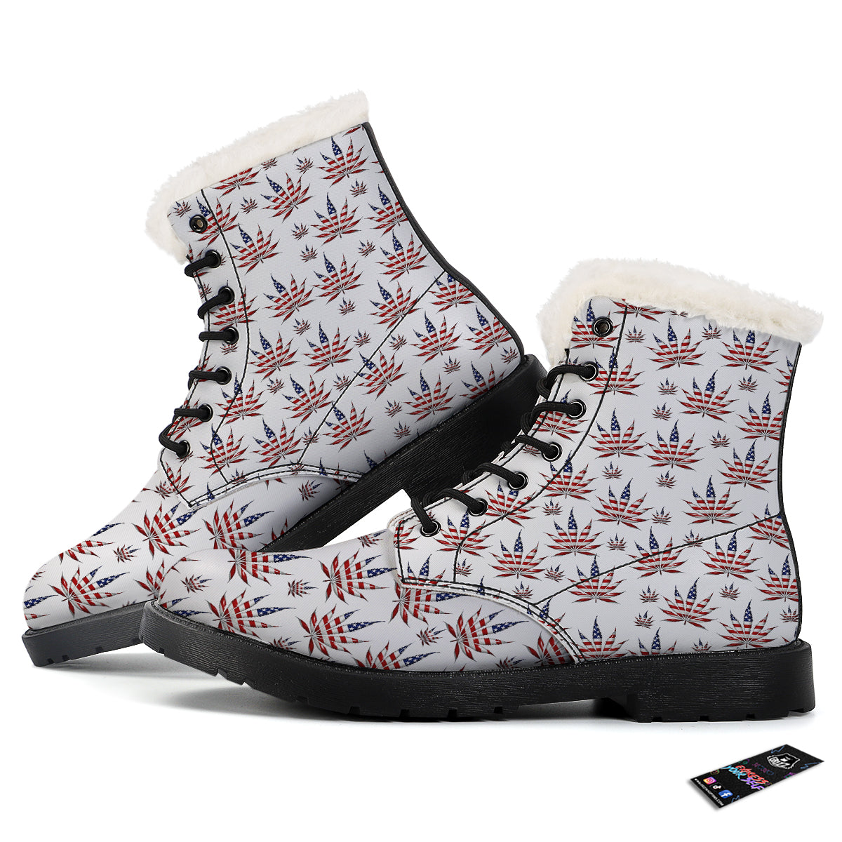 Marijuana Leaf American Print Pattern Winter Boots-grizzshop