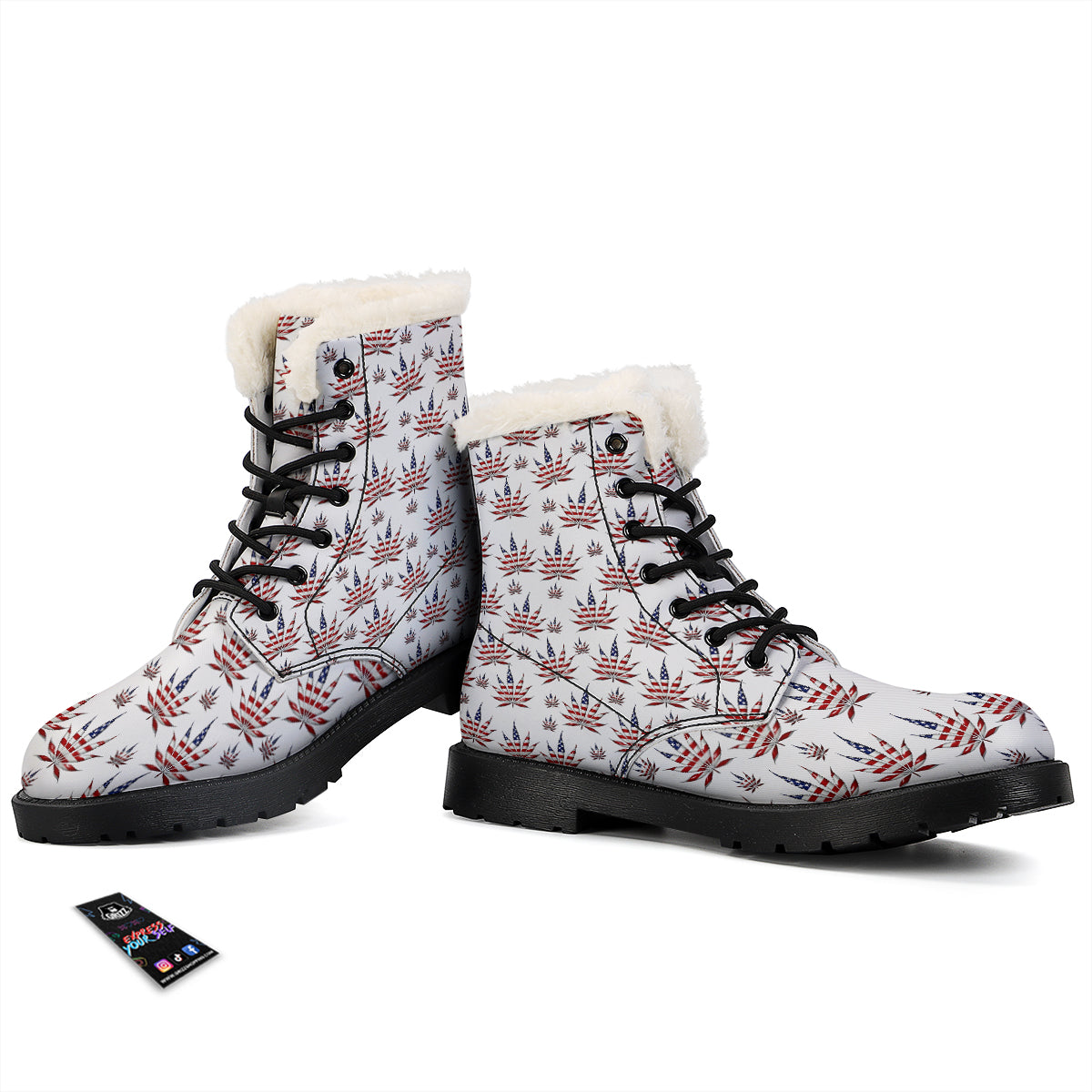 Marijuana Leaf American Print Pattern Winter Boots-grizzshop