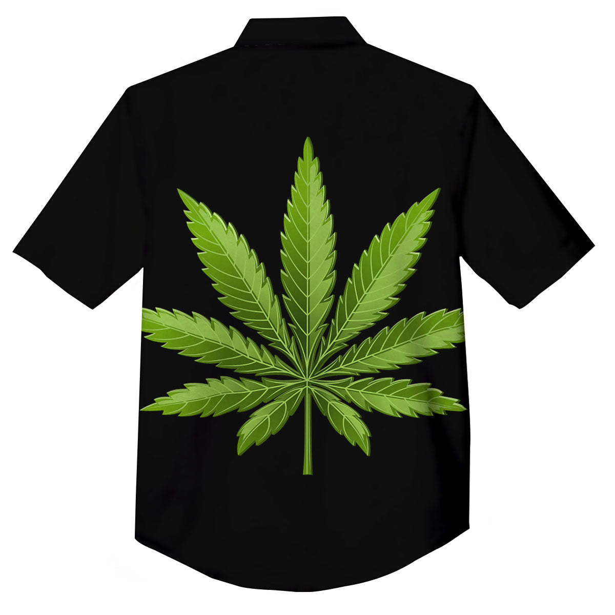 Marijuana Leaf Green Print Button Up Shirt-grizzshop