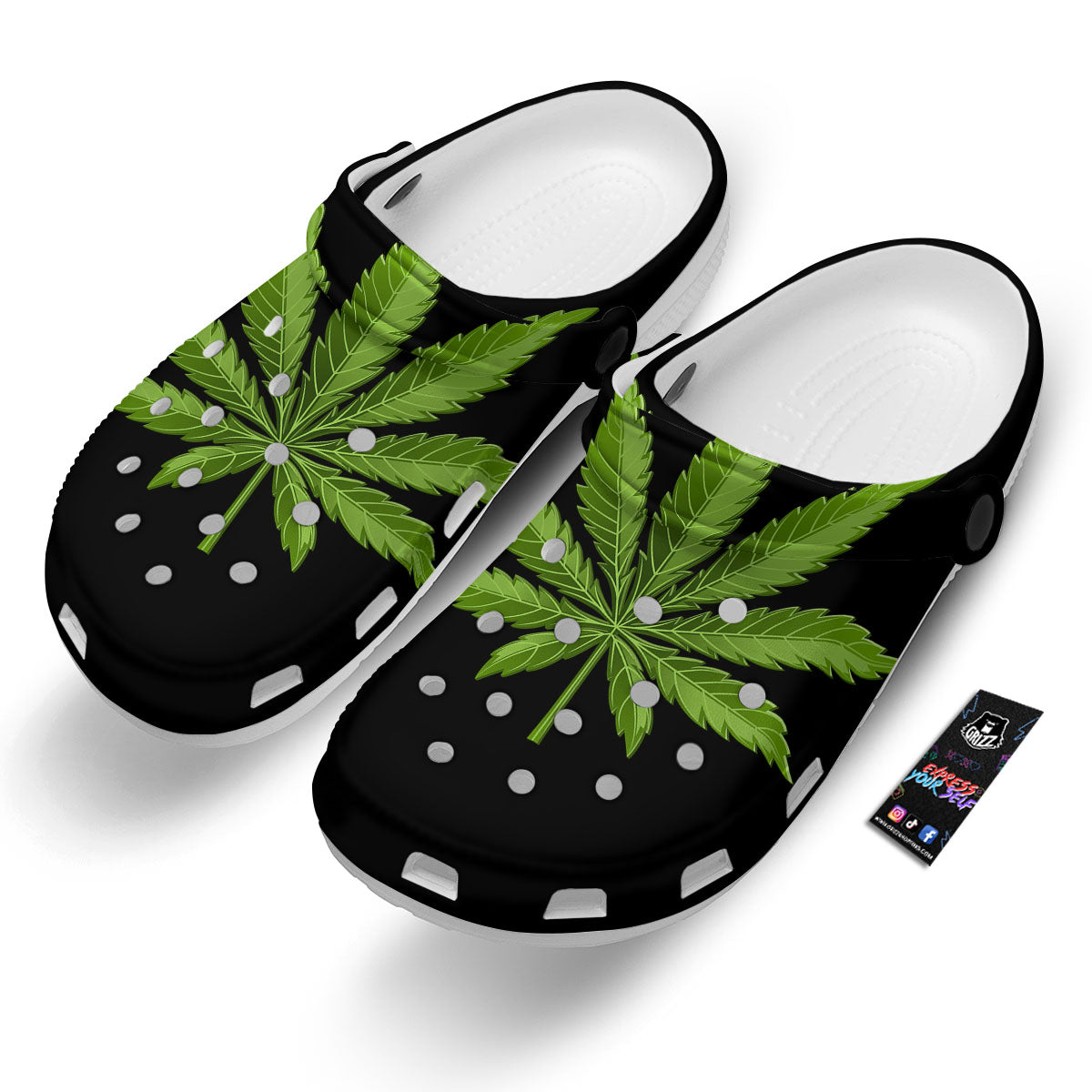 Marijuana Leaf Green Print Clog-grizzshop