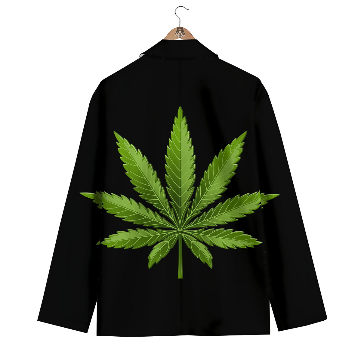 Marijuana Leaf Green Print Men's Blazer-grizzshop