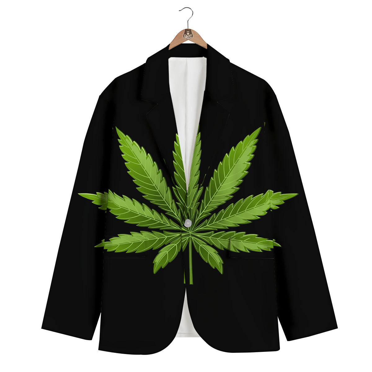 Marijuana Leaf Green Print Men's Blazer-grizzshop