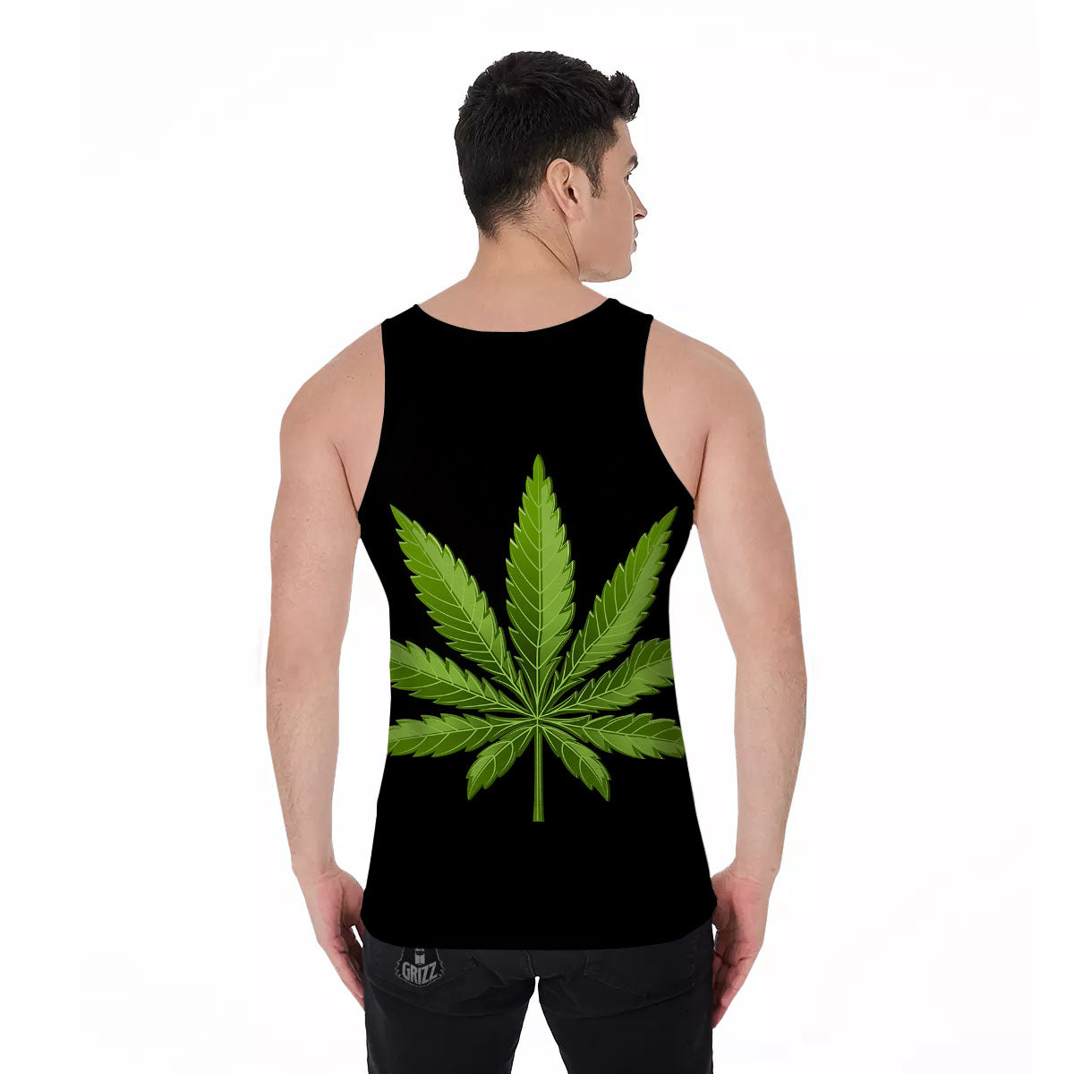 Marijuana Leaf Green Print Men's Tank Top-grizzshop