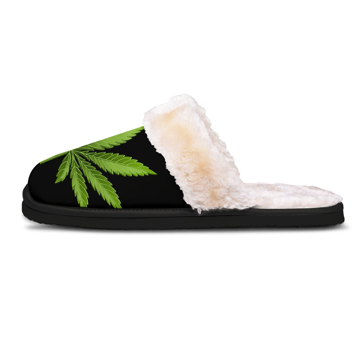 Marijuana Leaf Green Print Slippers-grizzshop