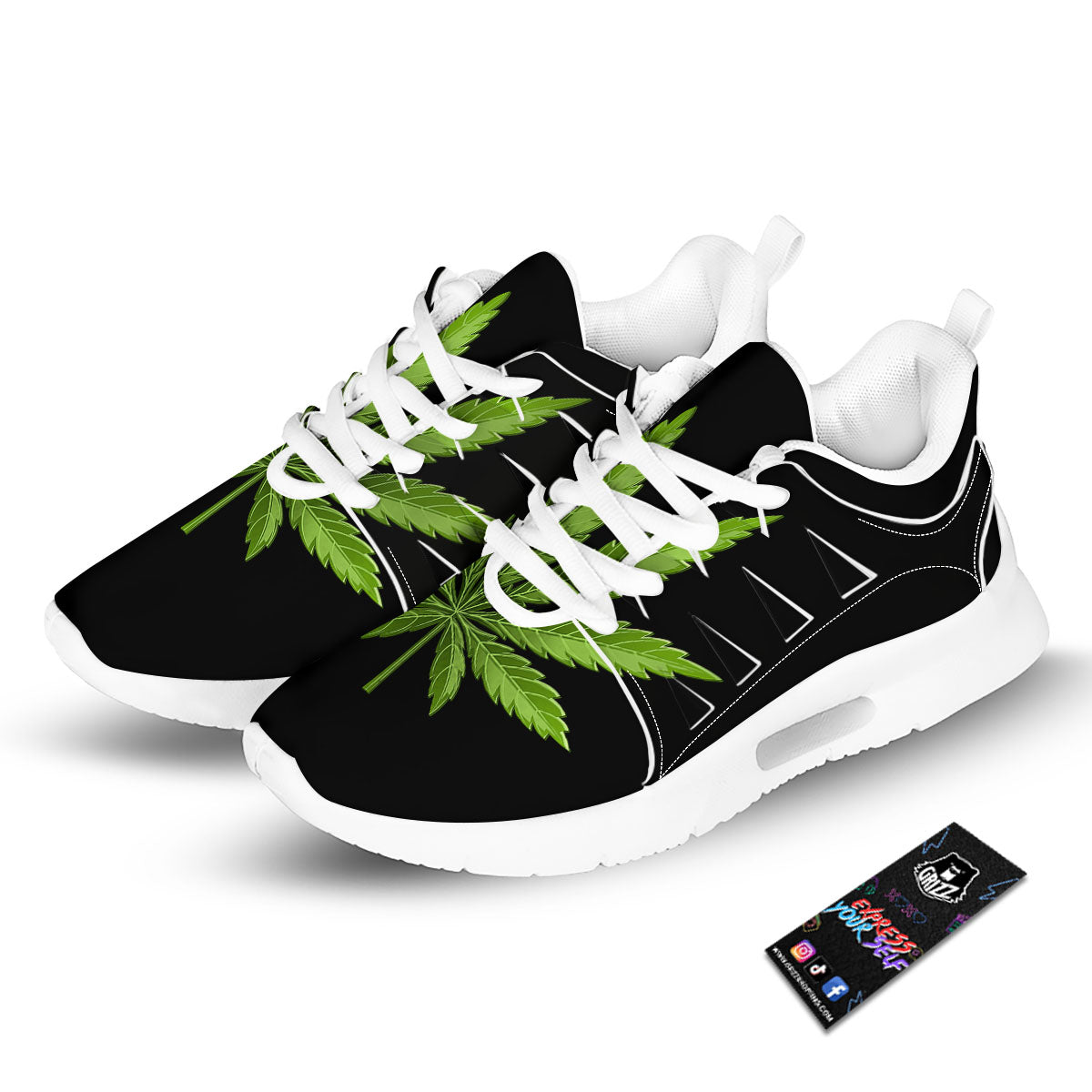 Marijuana Leaf Green Print Tennis Shoes-grizzshop