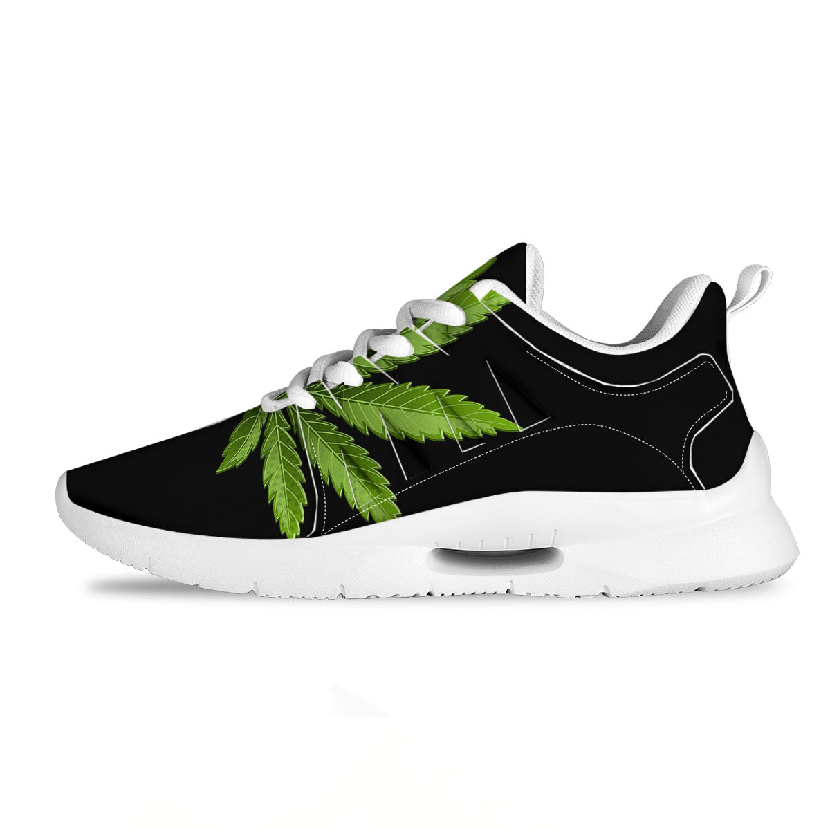 Marijuana Leaf Green Print Tennis Shoes-grizzshop